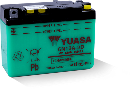 Yuasa Battery - Yuasa 6N12A-2D Conventional 6 Volt Battery - YUAM2612D