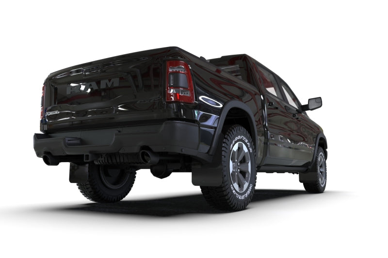 Rally Armor - Rally Armor 19-24 Dodge Ram 1500 Rebel Black UR Mud Flap w/Metallic Black Logo - MF98-UR-BLK-MBK