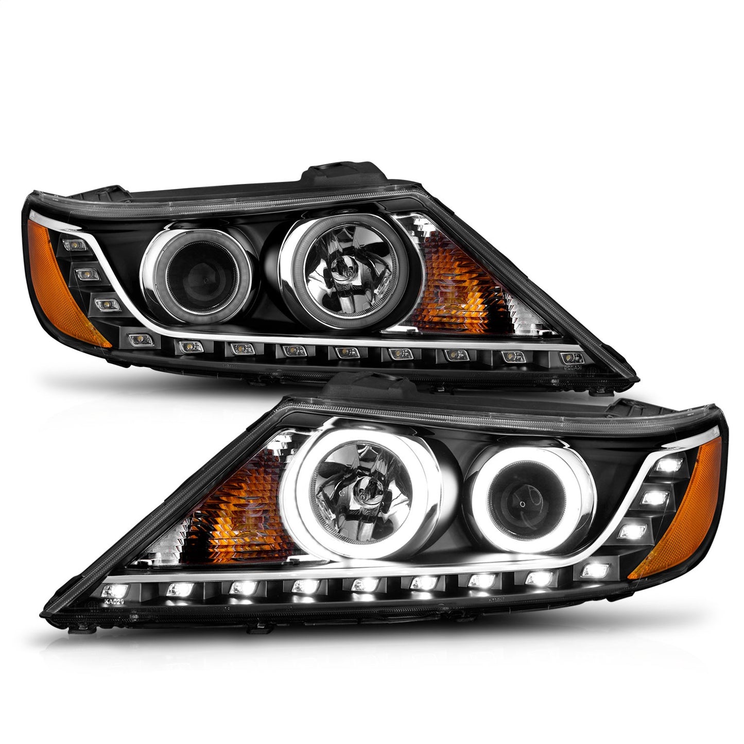 ANZO - Projector Headlight Set w/Halo; Clear Lens; Black Housing; Pair; CCFL; - 111248