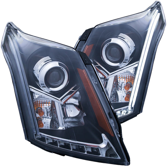 ANZO - Projector Headlight Set; Clear Lens; Black Housing; Pair; w/Plank Style Design; - 111308