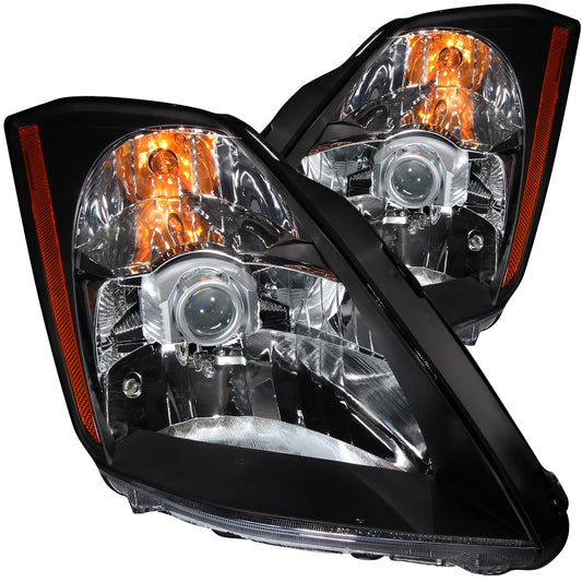 ANZO - Crystal Headlight Set; Clear Lens; Black Housing; Pair; - 121108