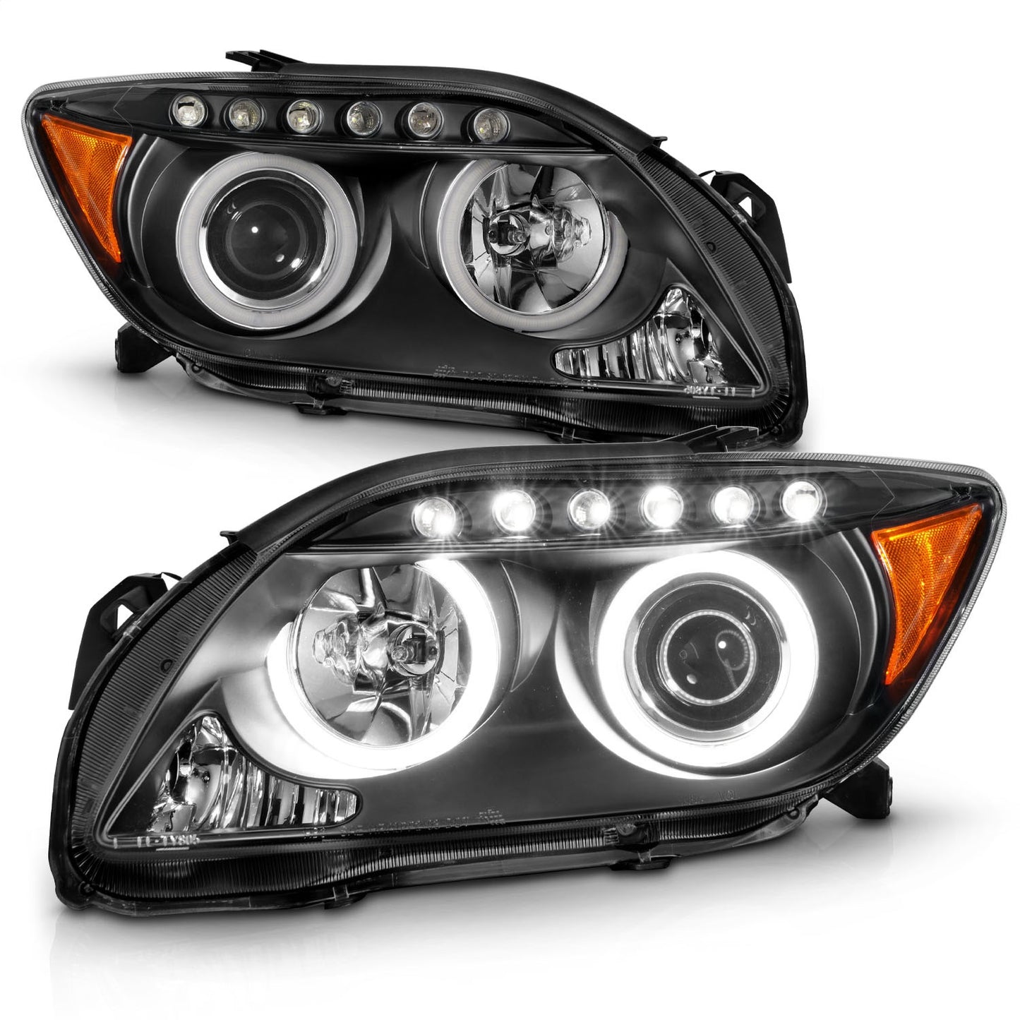 ANZO - Projector Headlight Set w/Halo; Clear Lens; Black Housing; Pair; CCFL; - 121119