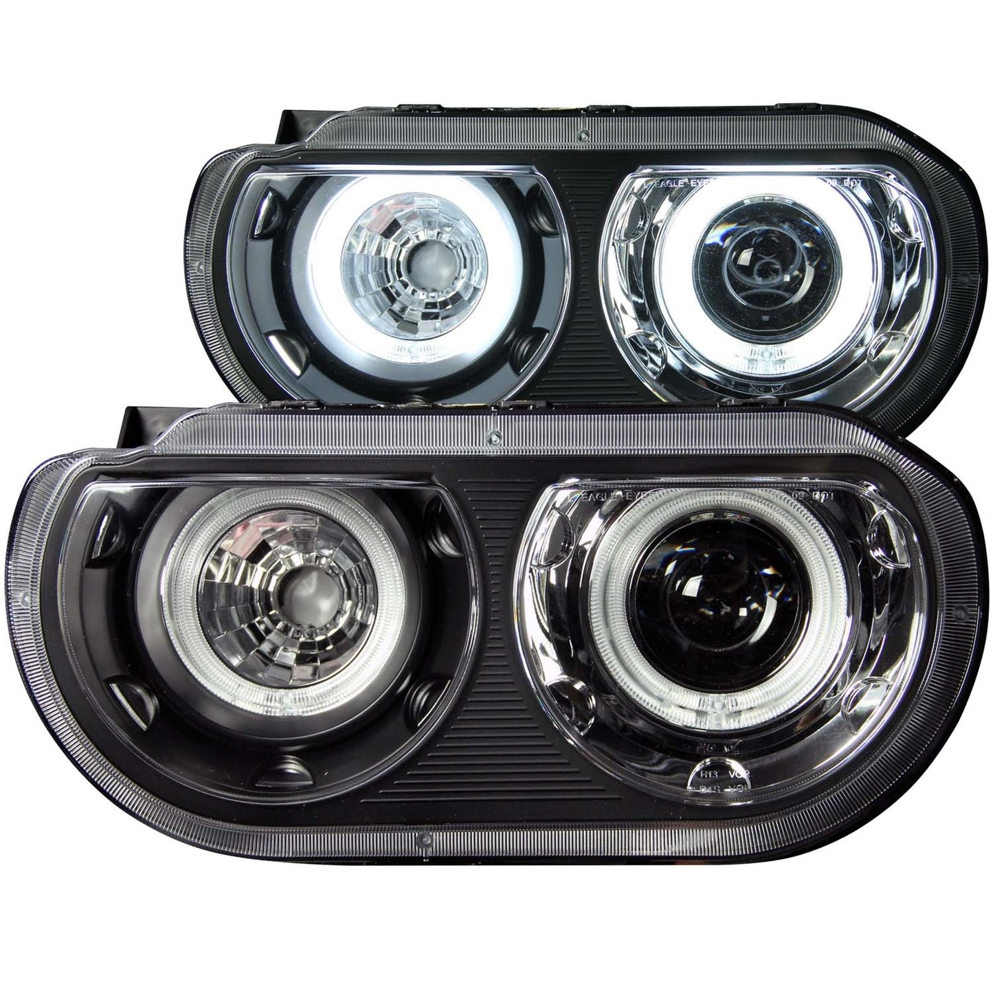 ANZO - Projector Headlight Set w/Halo; Clear Lens; Black Housing; Pair; CCFL; - 121306