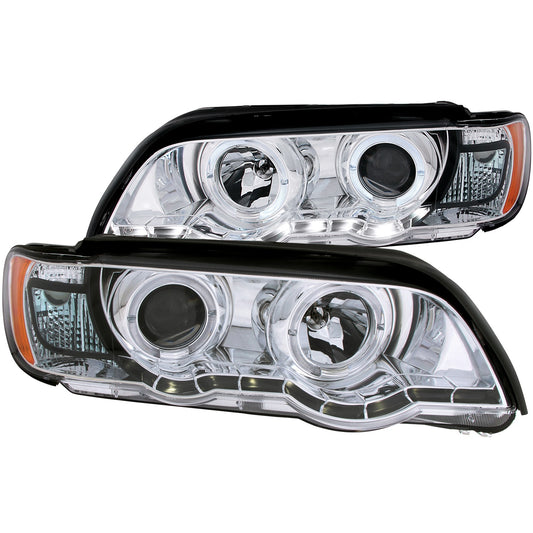 ANZO - Projector Headlight Set w/Halo; Clear Lens; Chrome Housing; Pair; CCFL; - 121397