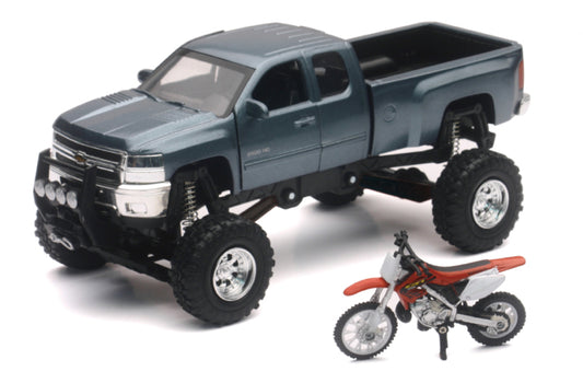 New Ray Toys - New Ray Toys Chevolet Silverado with Honda Dirt Bike/ Scale - 1:32 - SS-54426