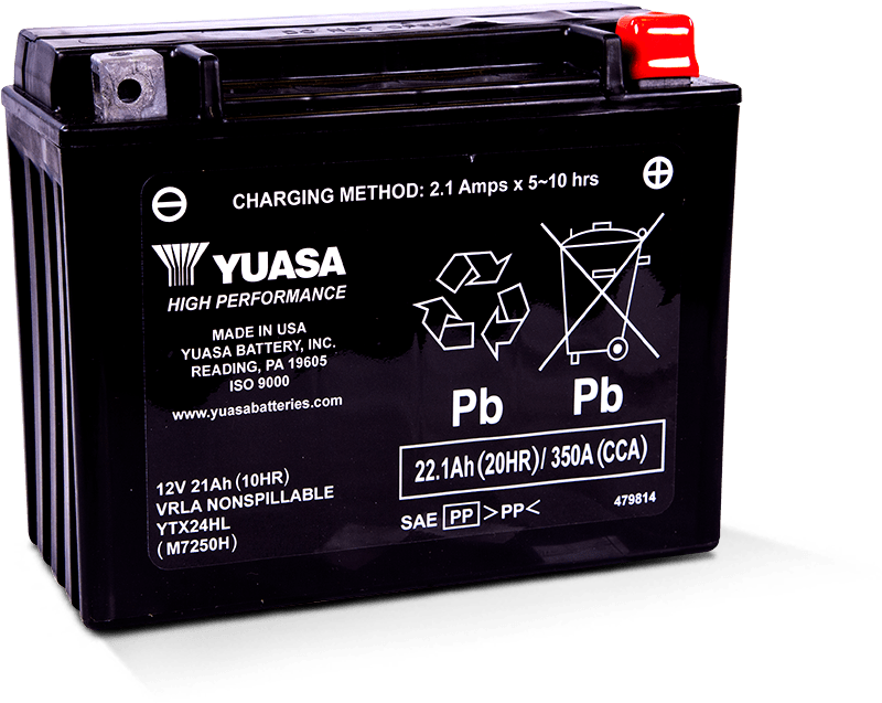 Yuasa Battery - Yuasa YTX24HL Maintenance Free AGM 12 Volt Battery - YUAM7250H