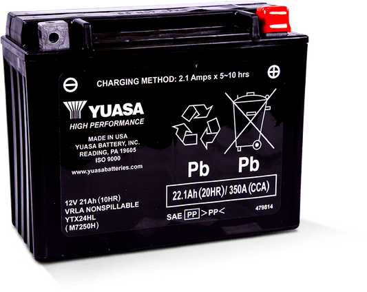 Yuasa Battery - Yuasa YTX24HL Maintenance Free AGM 12 Volt Battery - YUAM7250H