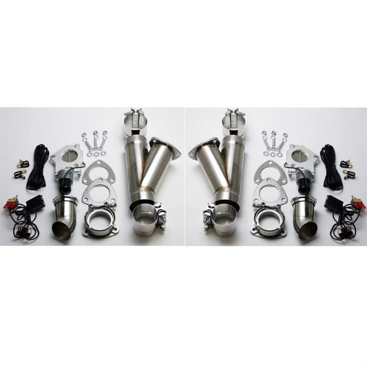 Granatelli Motor Sports - Granatelli 2.5in Aluminized Mild Steel Electronic Dual Exhaust Cutout System w/Slip Fit & Band Clamp - 302525K