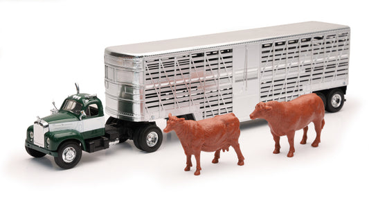 New Ray Toys - New Ray Toys 1953 Mack B-60 Livestock Truck with Cattle/ Scale - 1:43 - SS-16116A