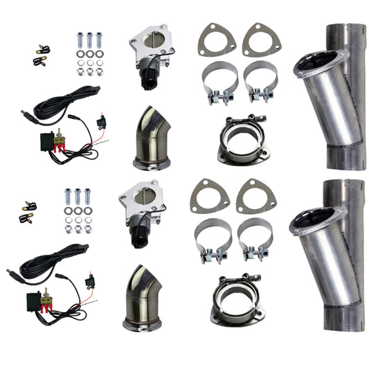 Granatelli Motor Sports - Granatelli 3.0in Alum Mild Steel Electronic Dual Slip Fit Exhaust Cutout w/Band Clamps - 303530D