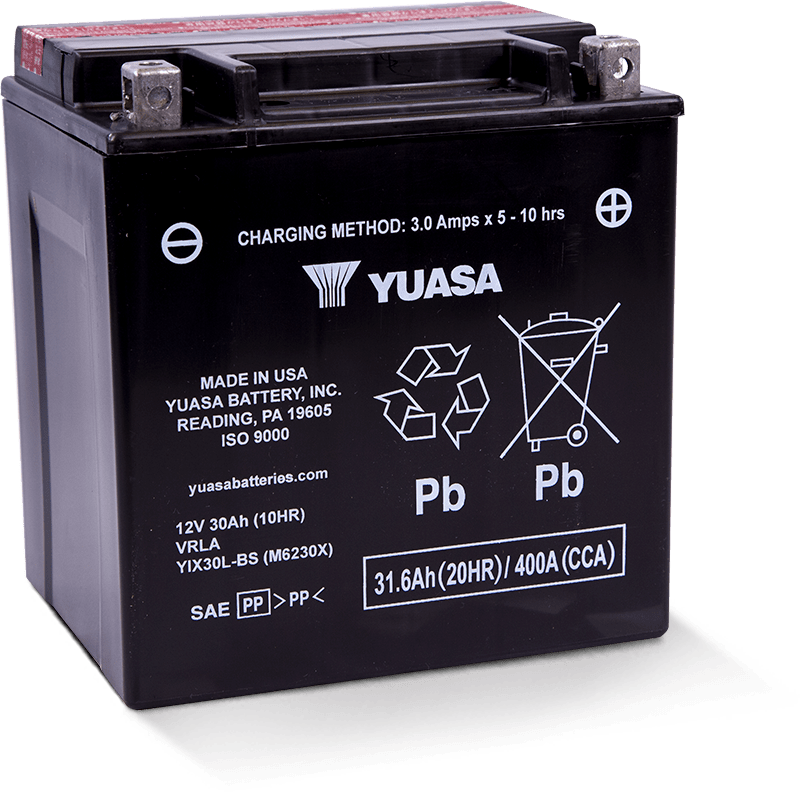 Yuasa Battery - Yuasa YIX30L-BS High Performance Maintenance Free AGM 12 Volt Battery (Bottle Supplied) - YUAM6230X