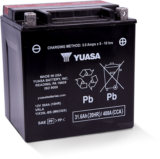 Yuasa Battery - Yuasa YIX30L-BS High Performance Maintenance Free AGM 12 Volt Battery (Bottle Supplied) - YUAM6230X