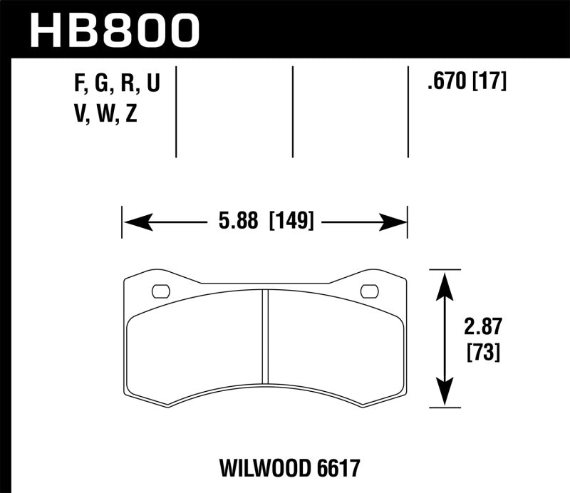 Hawk Performance - Hawk Willwood 6617 DTC-60 Race Brake Pads - HB800G.670