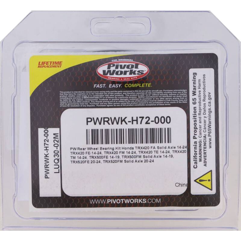 Pivot Works - Pivot Works 14-23 Honda TRX420 FA Solid Axle PW Rear Wheel Bearing Kit - PWRWK-H72-000