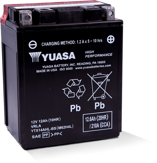 Yuasa Battery - Yuasa YTX14AHL-BS High Performance AGM 12 Volt Battery (Bottle Supplied) - YUAM62H4L