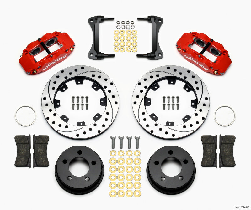 Wilwood - Wilwood Narrow Superlite 4R Front Kit 12.19in Drilled Red 87-89 Jeep YJ - 140-12576-DR