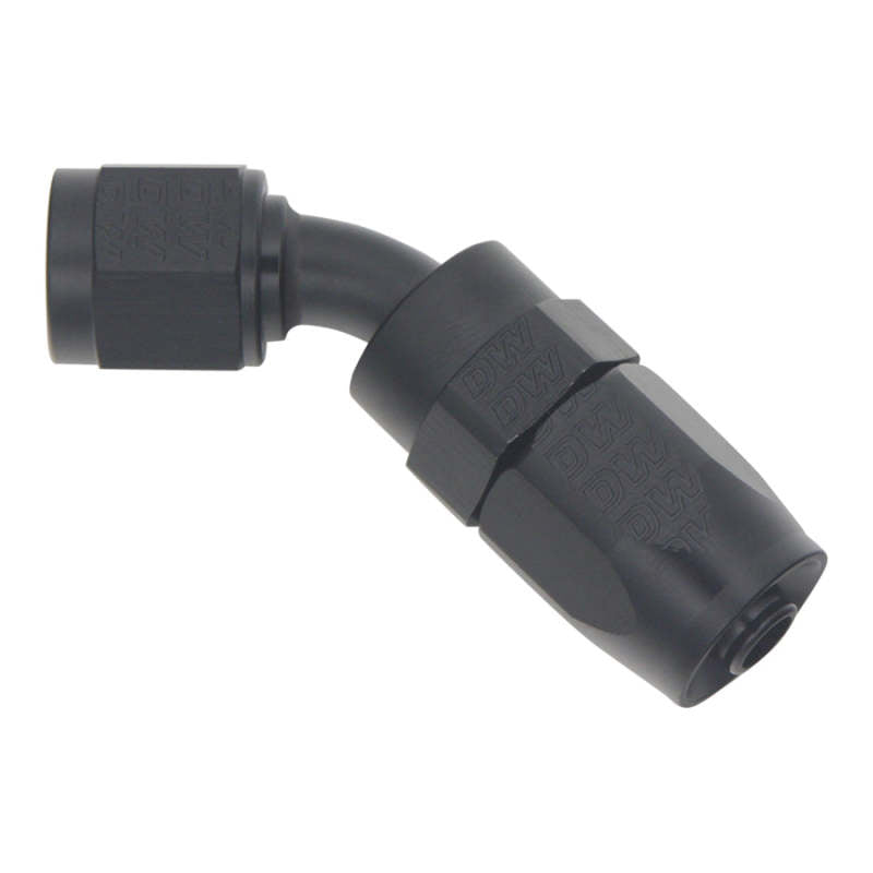 DeatschWerks - DeatschWerks 6AN Female Swivel 45-Degree Hose End CPE - Anodized Matte Black - 6-02-0802-B