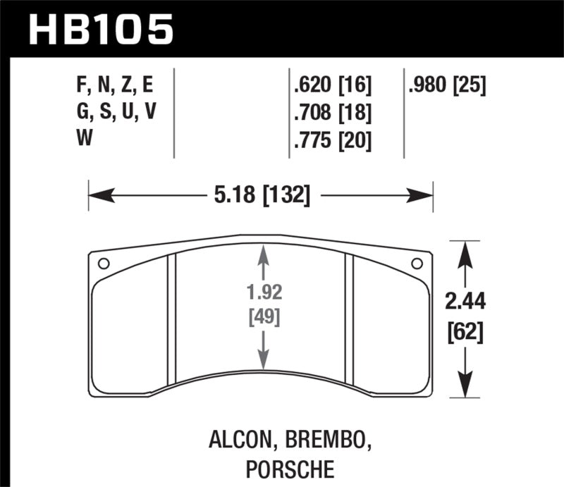 Hawk Performance - Hawk Brembo/Alcon DTC-60 Race Brake Pad Sets - HB105G.775