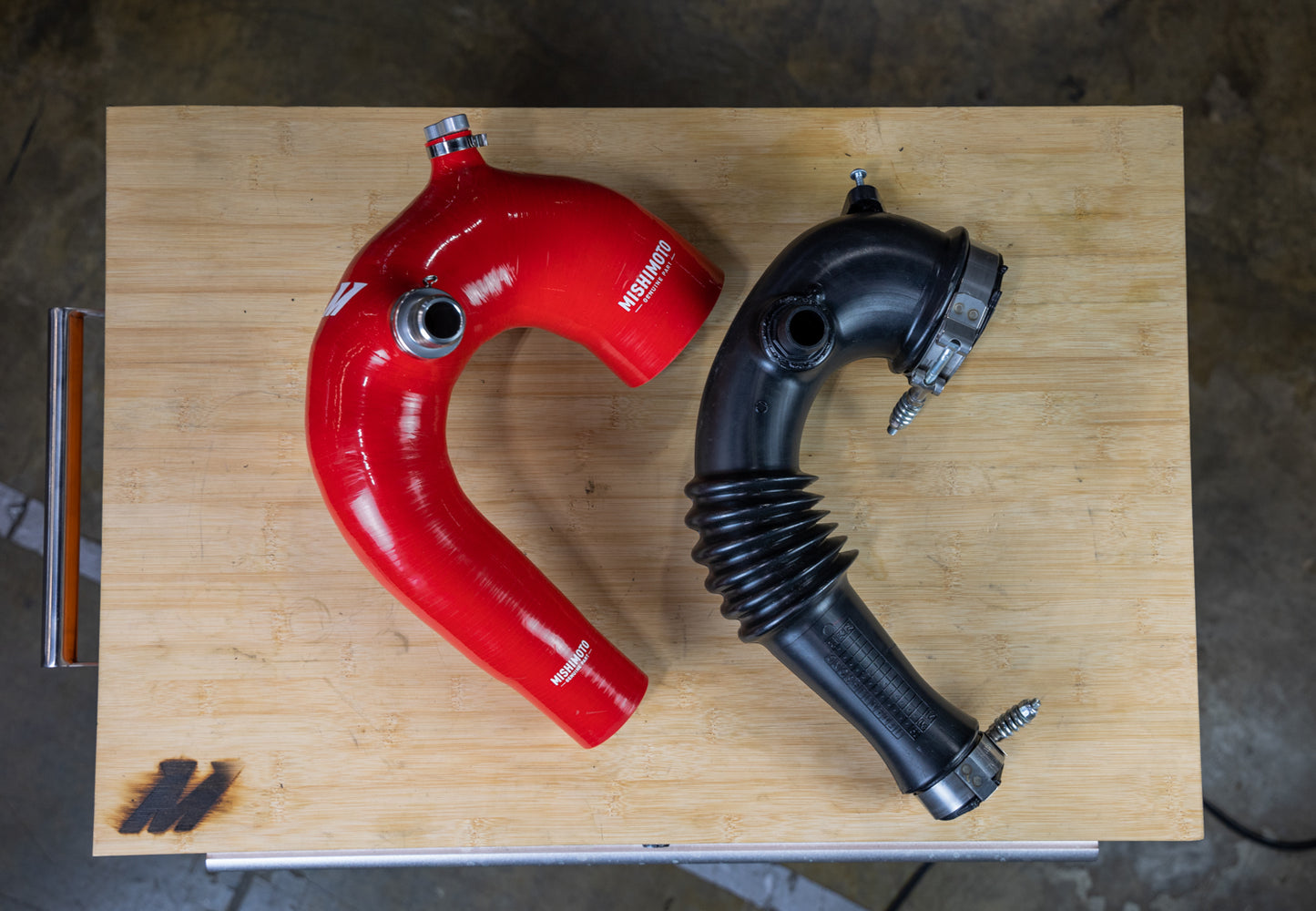 Mishimoto - Silicone Intake J-Tube, Fits Polaris RZR XP Turbo 2016+, Red - MMHOSE-RZR-16AIRD