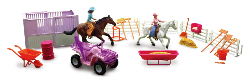 New Ray Toys - New Ray Toys Valley Ranch Set with Pink ATV, Figurines and Horses - SS-37105B