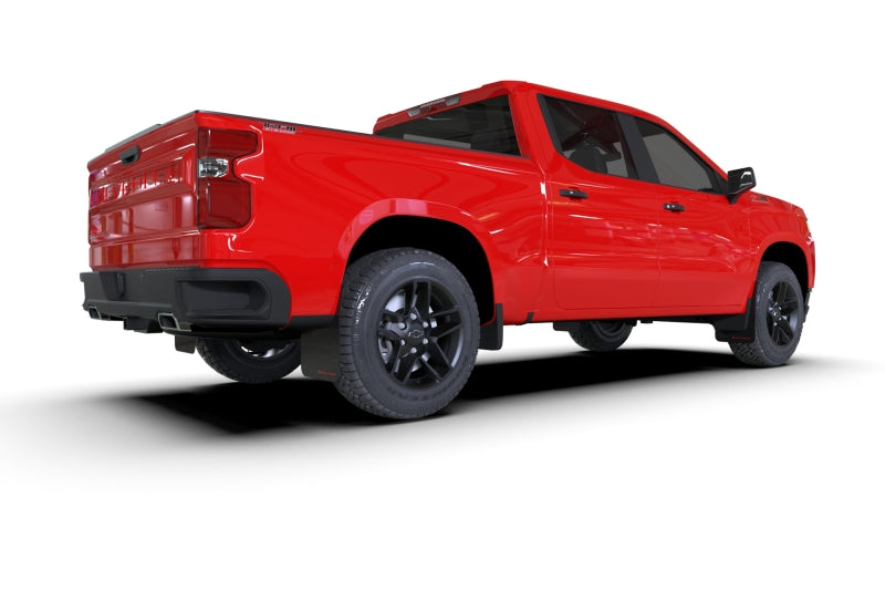 Rally Armor - Rally Armor 19-24 Gen 4 Chevy Silverado 1500 Black UR Mud Flap Metallic Red Logo - MF121-UR-BLK-RD