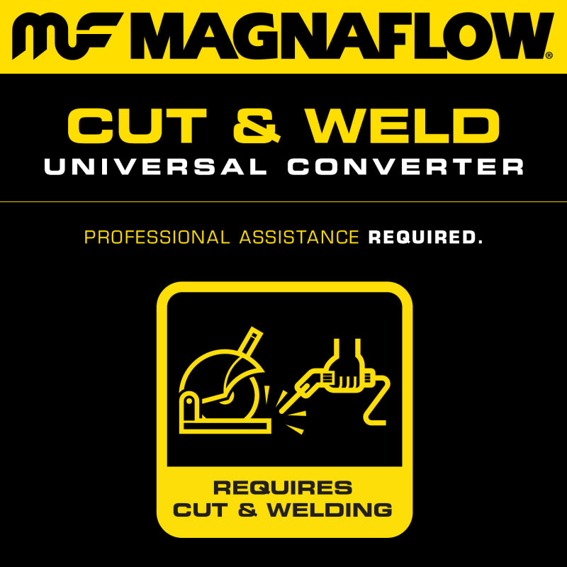 Magnaflow Exhaust Products - MagnaFlow Conv Univ 2.25in Inlet/Outlet Center/Center Round 11in Body L x 5.125in W x 15in Overall L - 51305