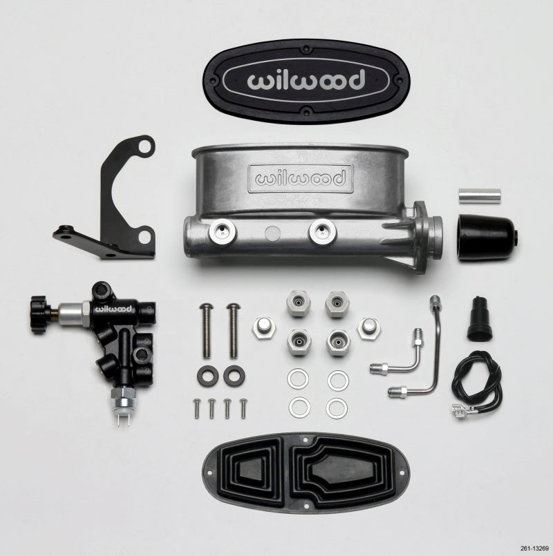 Wilwood - Wilwood HV Tandem M/C Kit w L/H Bracket & Prop Valve - 1in Bore - 261-13269