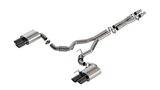 Borla - Borla 2024 Ford Mustang GT 5.0L V8 3 in S-Type Catback Non-Active Exhaust- Black Chrome Quad Tip - 140969BC