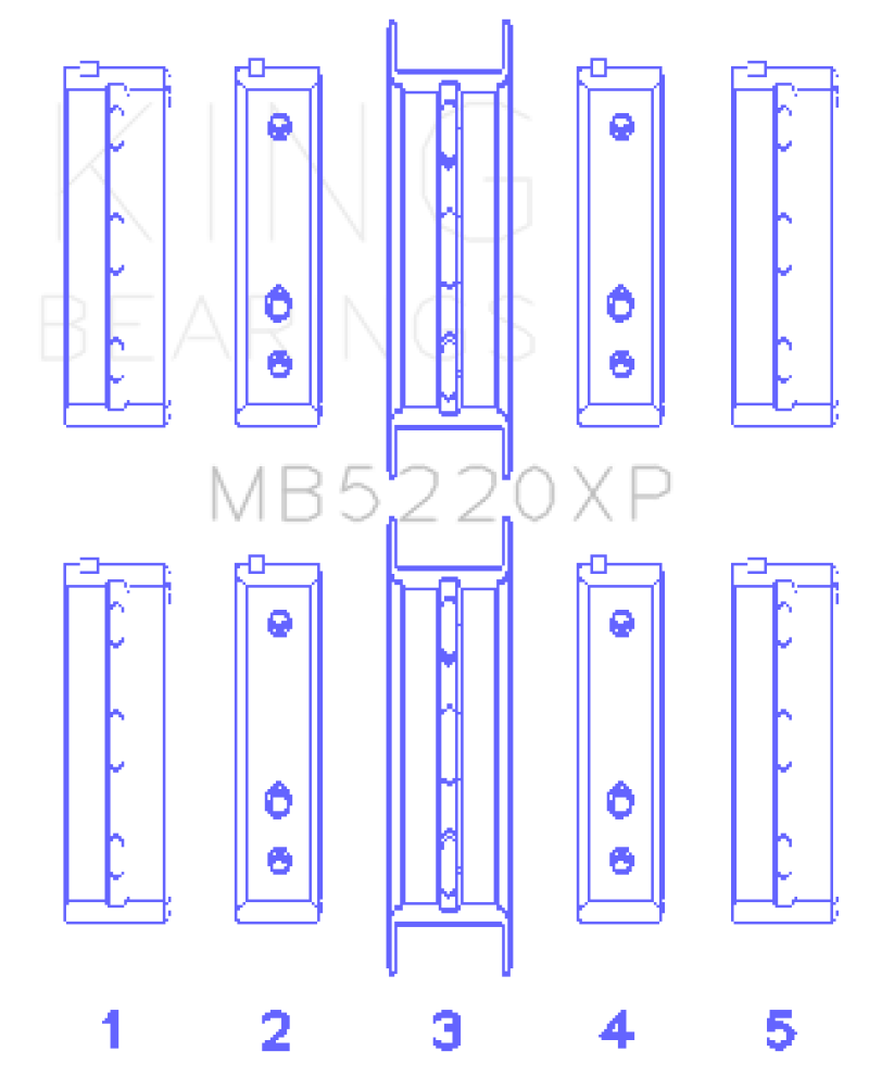 King Engine Bearings - King Subaru WRX/STi EJ20 EJ22 EJ25 Flange #3 Position (Size STD) Performance Main Bearing Set - MB5220XP