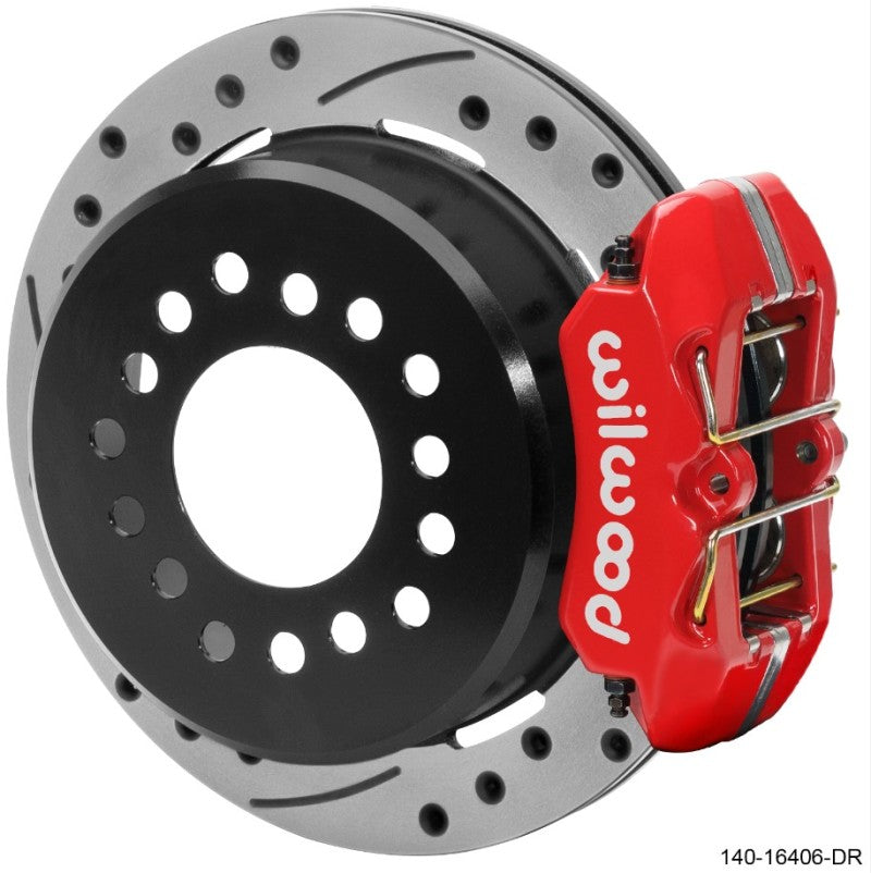 Wilwood - Wilwood Ford Explorer 8.8in Rear Axle Dynapro Disc Brake Kit 11in Drilled/Slotted Rotor -Red Caliper - 140-16406-DR