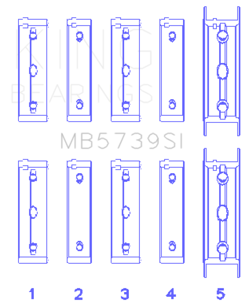 King Engine Bearings - King Subaru EJ20/EJ22/EJ25 .002 Oversized Bi-Metal Silicon Aluminum Main Bearing Set - MB5739SI