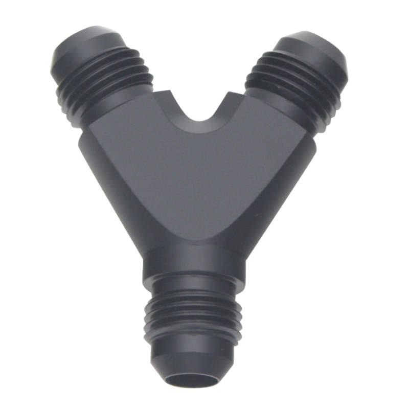 DeatschWerks - DeatschWerks 6AN Male Flare to 6AN Male Flare to 6AN Male Flare Y Fitting - Anodized Matte Black - 6-02-0701-B