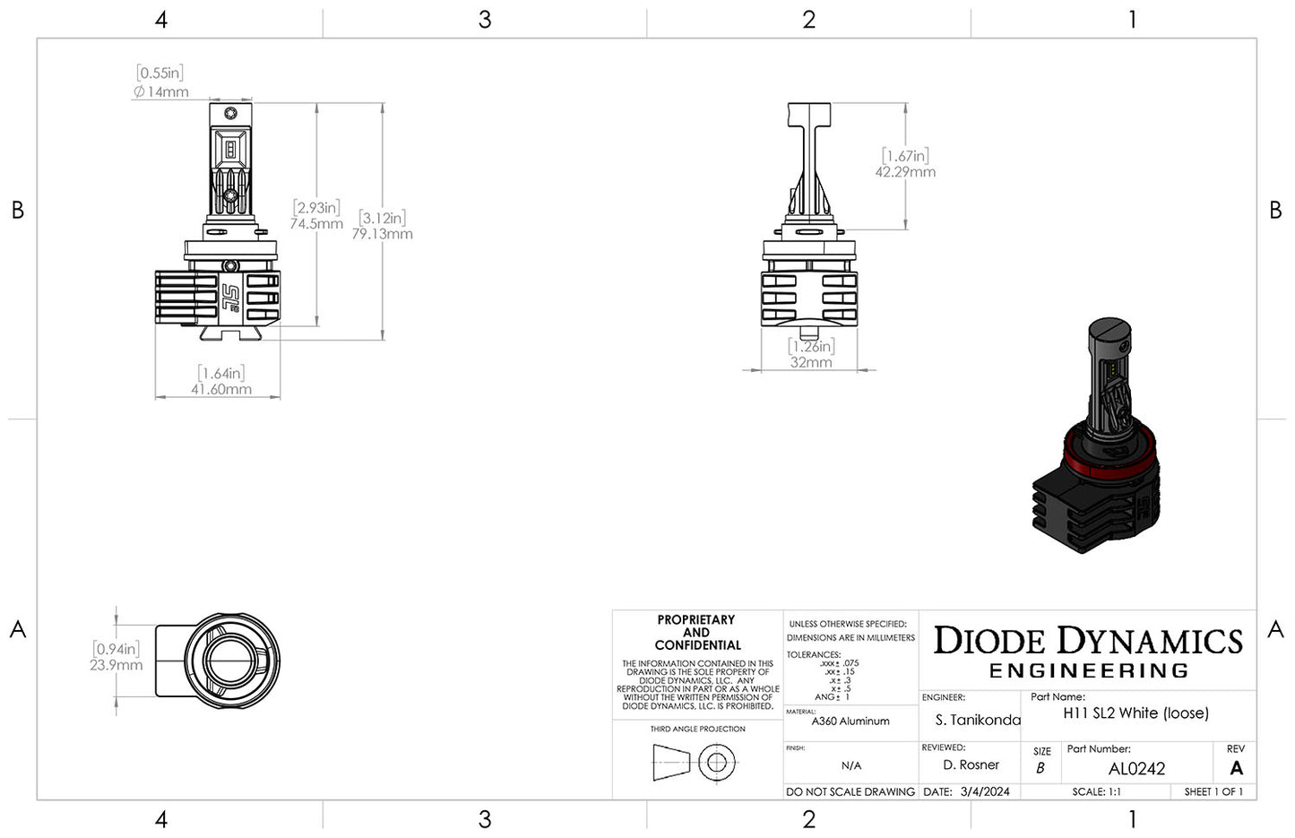 Diode Dynamics - Diode Dynamics H11/H8/H9 White SL2 Pro LED Bulbs (pair) - DD0483P