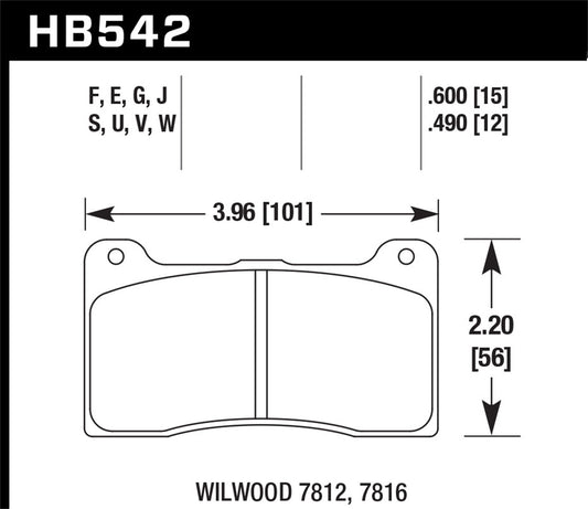 Hawk Performance - Hawk Wilwood (7812/7816) ER-1 Motorsports Brake Pad Set - HB542D.600