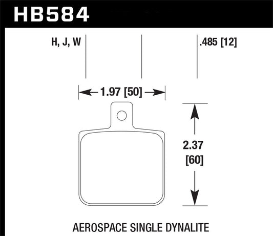 Hawk Performance - Hawk Aerospace Single Dynalite 12mm Thickness DTC-30 Race Brake Pads - HB584W.485