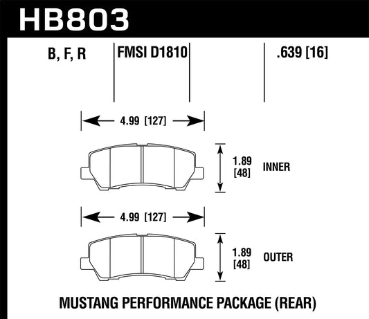 Hawk Performance - Hawk 2015+ Ford Mustang GT 5.0L (Excluding GT350/GT350R/GT500) ER-1 Endurance Racing Rear Brake Pads - HB803D.639