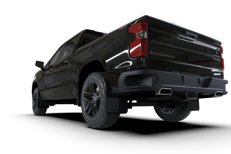 Rally Armor - Rally Armor 19-24 Gen 4 Chevy Silverado 1500 Black UR Mud Flap White Logo - MF121-UR-BLK-WH