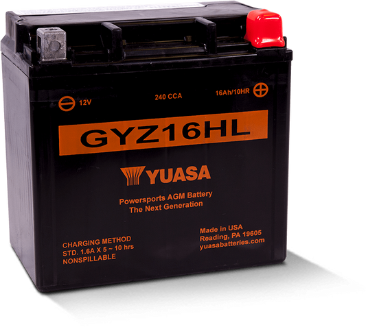 Yuasa Battery - Yuasa GYZ16HL High Performance Maintenance Free AGM 12 Volt Battery - YUAM716GHL