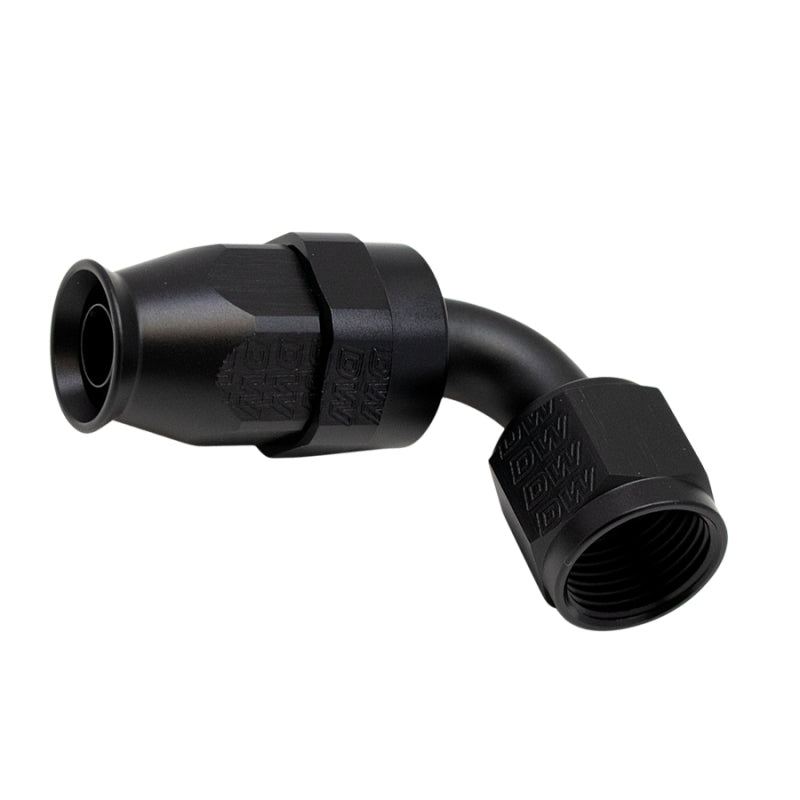 DeatschWerks - DeatschWerks 8AN Female Swivel 90-Degree Hose End PTFE (Incl 1 Olive Insert) - Anodized Matte Black - 6-02-0856-B