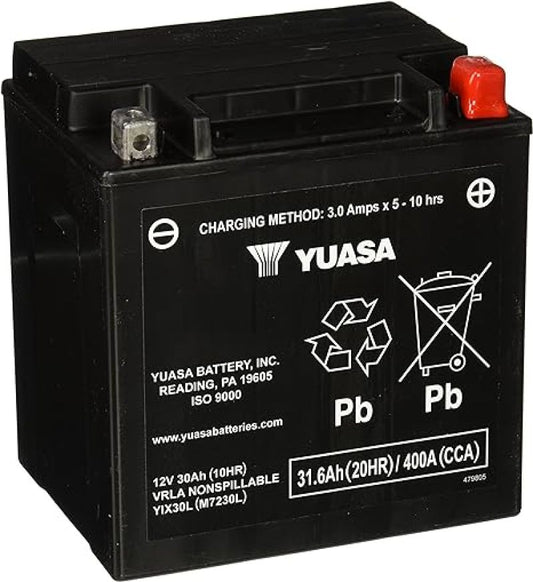 Yuasa Battery - Yuasa YIX30L-PW Maintenance Free AGM 12 Volt Battery - YUAM7230LPW