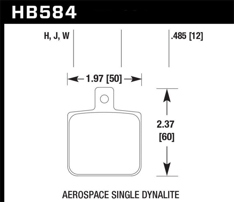 Hawk Performance - Hawk Aerospace Single Dynalite 12mm Thickness DTC-30 Race Brake Pads - HB584W.485