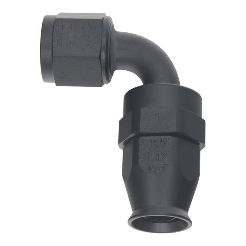 DeatschWerks - DeatschWerks 8AN Female Swivel 90-Degree Hose End PTFE (Incl 1 Olive Insert) - Anodized Matte Black - 6-02-0856-B