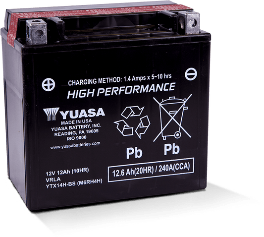 Yuasa Battery - Yuasa YTX14H-BS High Performance AGM 12 Volt Battery (Bottle Supplied) - YUAM6RH4H