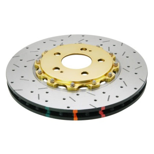 DBA - DBA 08-17 Mitsubishi Evo X Front Drilled & Slotted 5000 Series 2 Piece Rotor w/ Gold Hat - 52224V2GLDXS