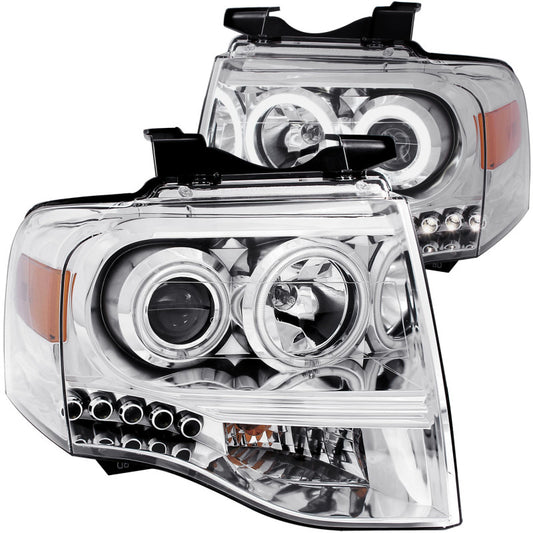 ANZO - Projector Headlight Set w/Halo; Clear Lens; Chrome Housing; Pair; - 111114 - MST Motorsports