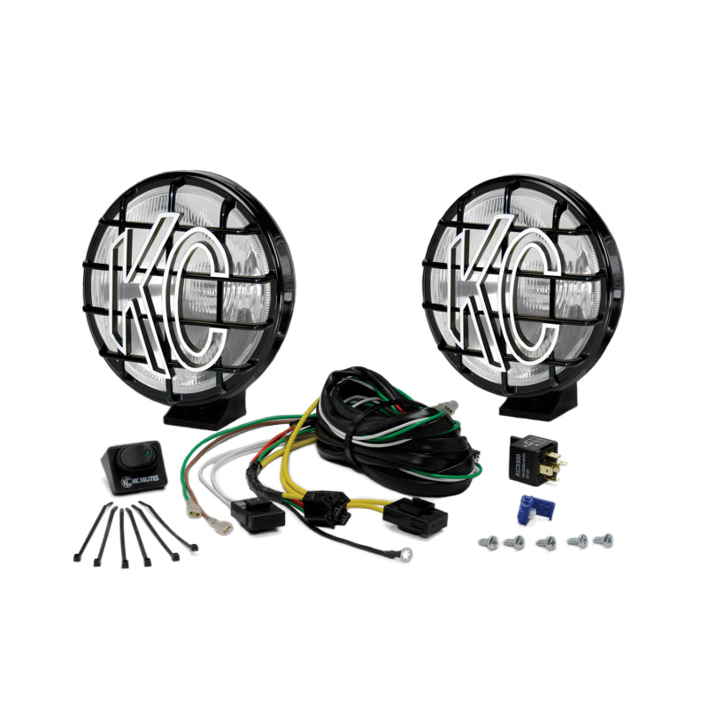 KC HiLiTES - 6" Apollo Pro Halogen Pair Pack System - Black - KC 151 (Spread Beam) - 151 - MST Motorsports