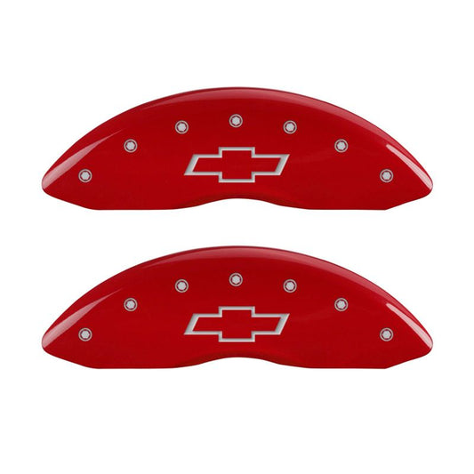 MGP - MGP 4 Caliper Covers Engraved Front & Rear Bowtie Red finish silver ch - 14005SBOWRD - MST Motorsports