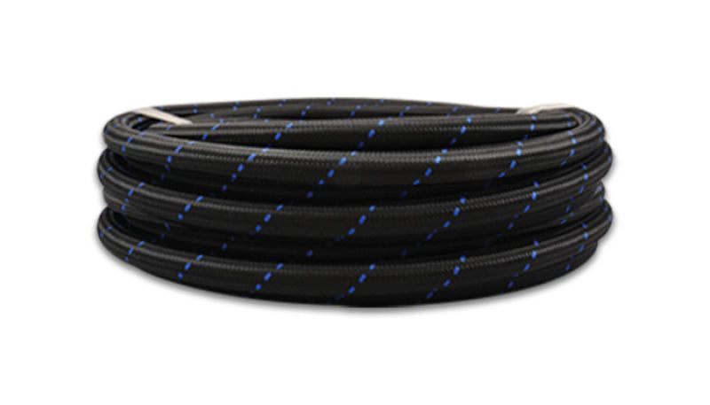 Vibrant - 5ft Roll of Black Blue Nylon Braided Flex Hose; AN Size: -6; Hose ID 0.34" - 11986B - MST Motorsports