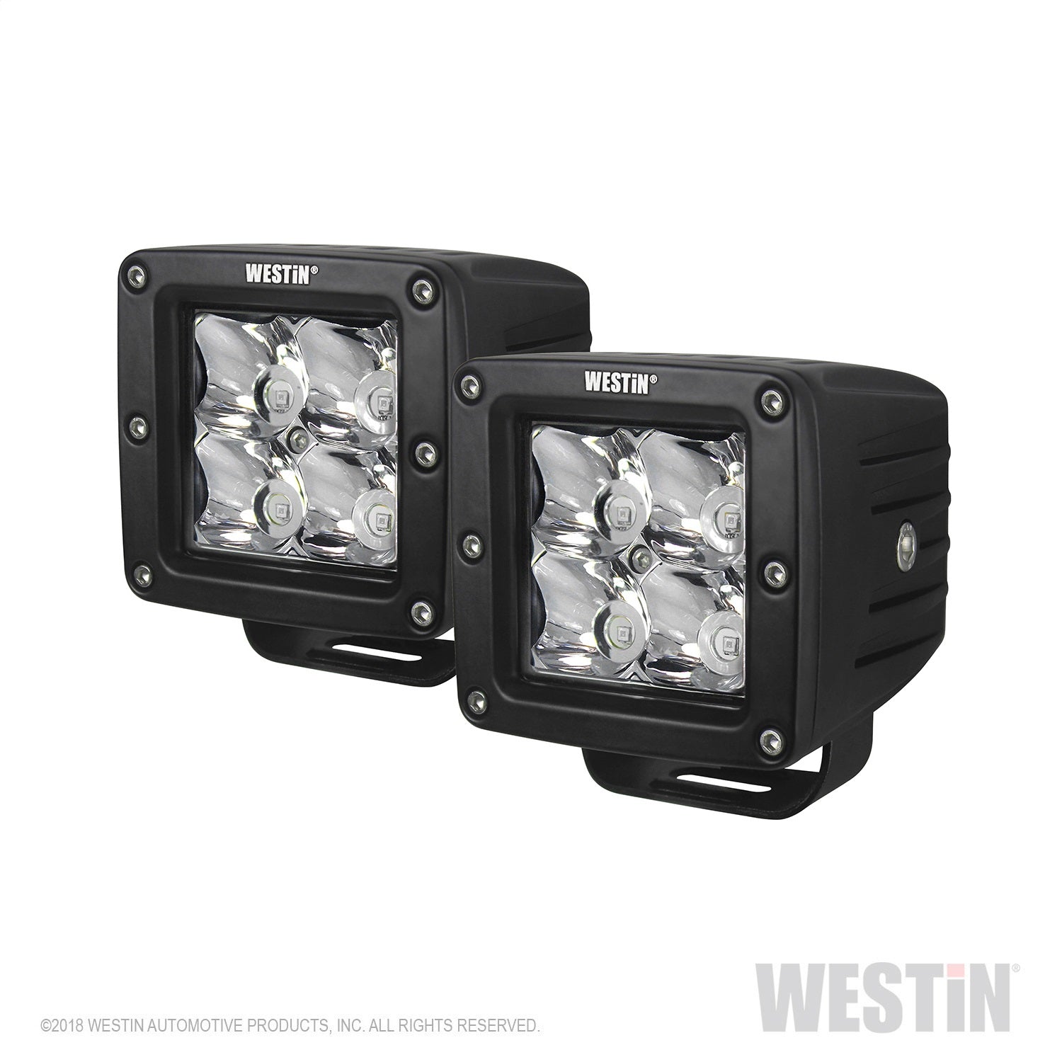 Westin - HyperQ LED Auxiliary Light; Pair; 3.2 x 3 in. 5W Cree Flood Beam; - 09-12200B-PR - MST Motorsports