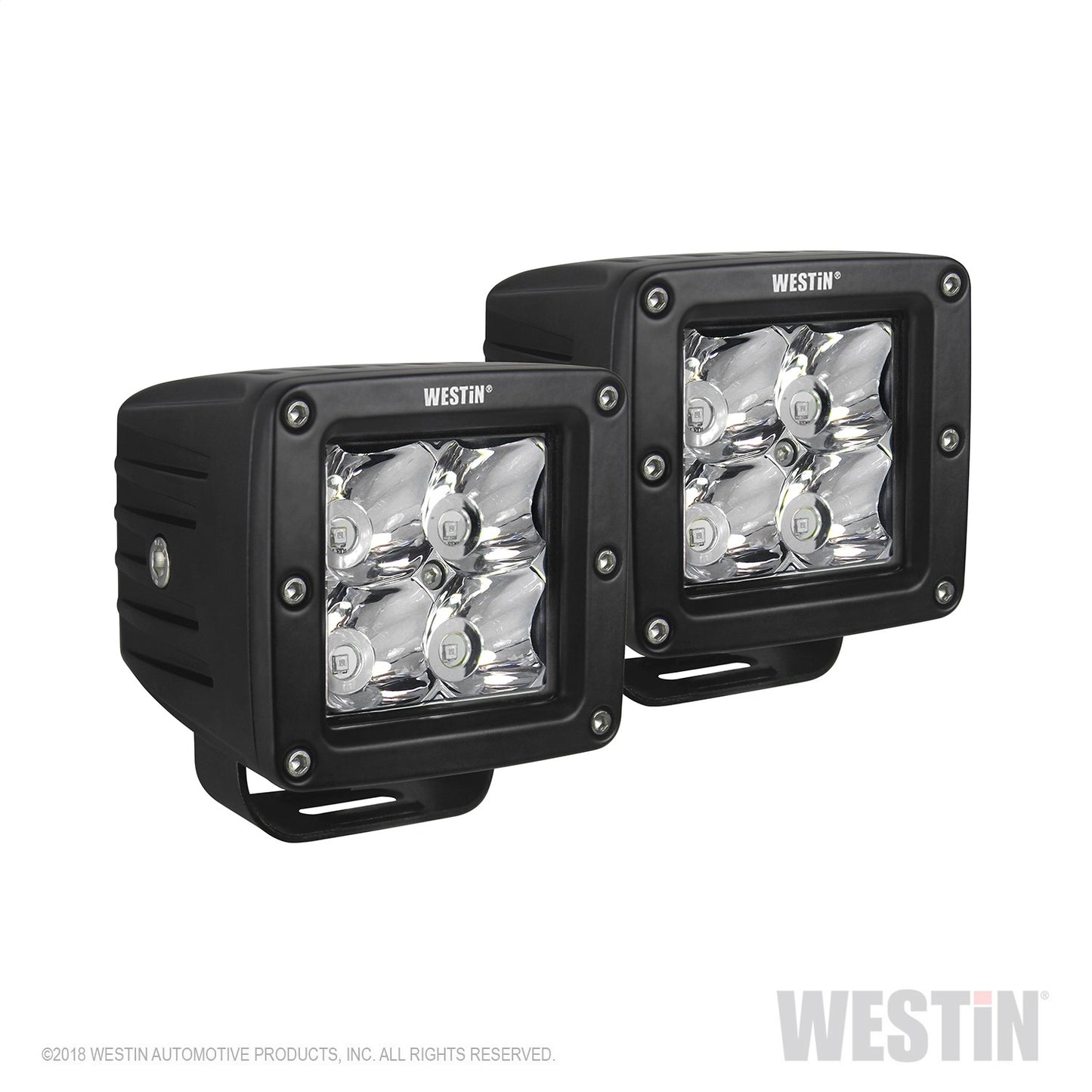 Westin - HyperQ LED Auxiliary Light; Pair; 3.2 x 3 in. 5W Cree Flood Beam; - 09-12200B-PR - MST Motorsports